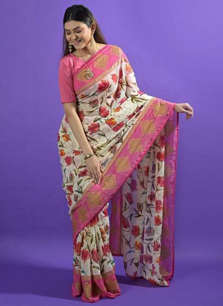 Pink Colour Rihana Ashima New Latest Printed Daily Wear Georgette Saree Collection 6203